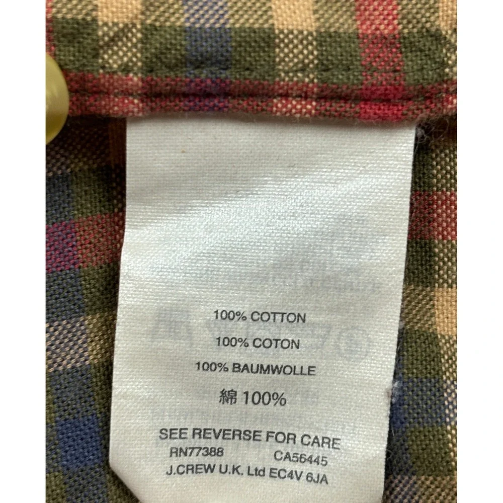 J. Crew Mens‎ Slim Fit Plaid Button Down Shirt Medium Red Green Cotton F4181